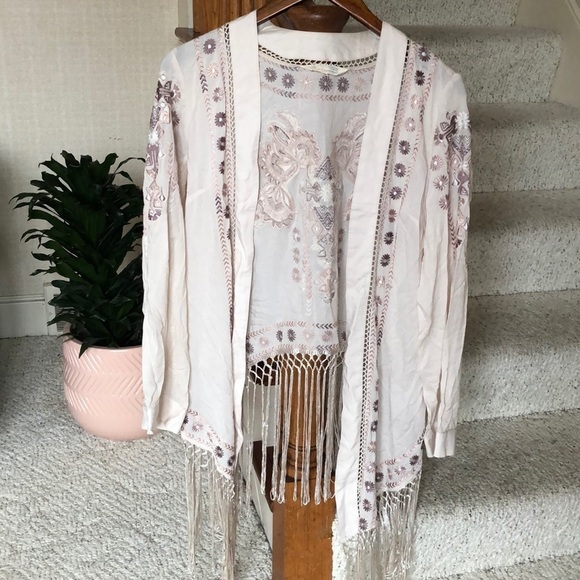 Odd Molly Anthropologie Ticket To Ride Fringe Kimono Duster Jacket - Picture 2 of 13